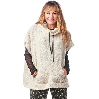 Boucle Poncho with Drawstring