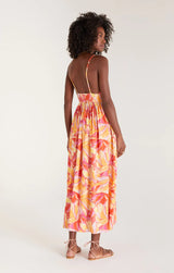 Papaya Glow Linen MIDI Dress