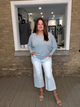 YOGA JEANS LILY WIDE LEG PINSTRIPE CROP FLARE