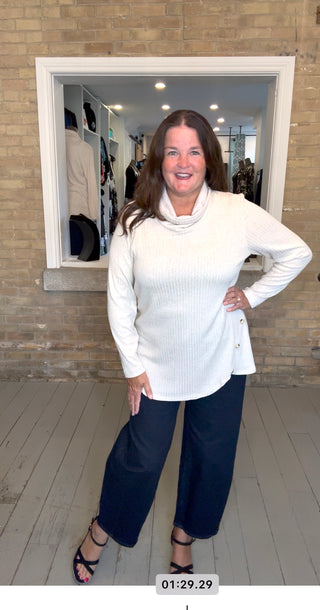 Ribbed Knit Cowl Sweater