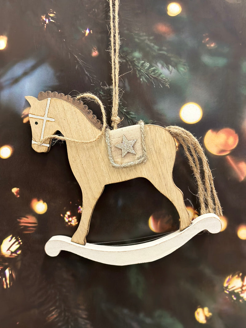 Wooden Rocking Horse Christmas Ornament
