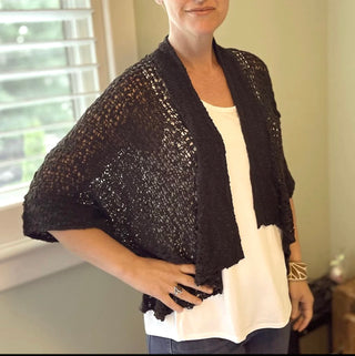 Popcorn Knit Short Sleeve Cardigan Charcoal Black – Kelly's on Queen