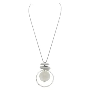 Grey & Silver-Tone Circle Pendant Necklace