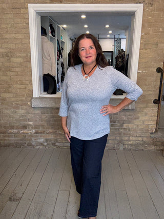 Ribbed Knit V Neck Sweater