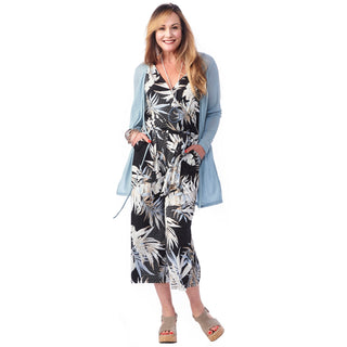 V-Neck Pocketed Capri Jumpsuit