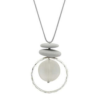 Grey & Silver-Tone Circle Pendant Necklace