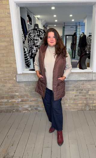 Cozy Layers Hooded Long Quilted Vest