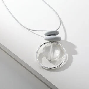 Grey & Silver-Tone Circle Pendant Necklace