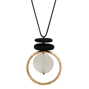 Black & Ivory Gold-Tone Circle Pendant Necklace