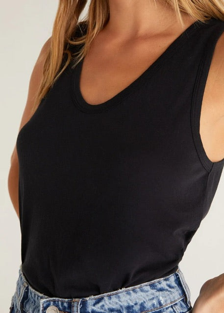 PIA SOFT V NECK TANK BLACK
