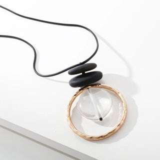 Black & Ivory Gold-Tone Circle Pendant Necklace
