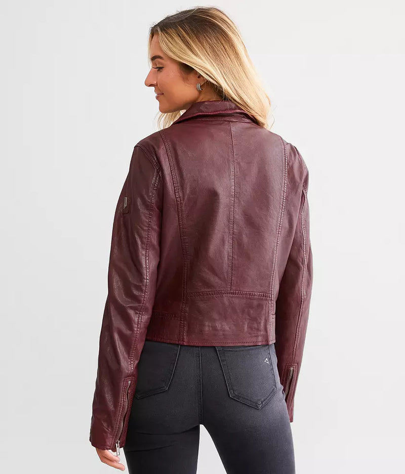 Genuine Lambskin Jacket - Wine