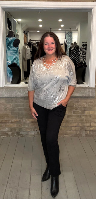 Metallic Abstract Knit Top
