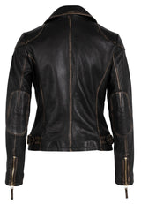 Genuine Lambskin Jacket - Black/Beige