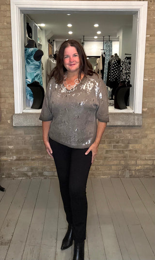 Metallic Abstract Knit Top