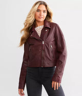 Genuine Lambskin Jacket - Wine