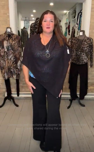 Double Knit Popcorn Poncho Black