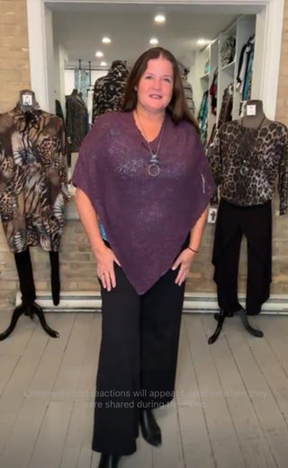 Double Knit Popcorn Poncho Plum
