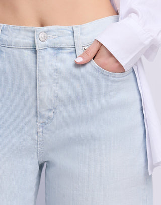 YOGA JEANS LILY WIDE LEG PINSTRIPE CROP FLARE