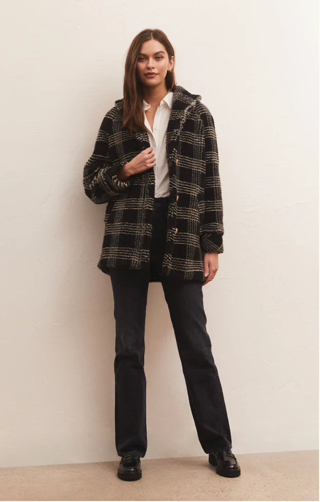 Plaid Sherpa Coat