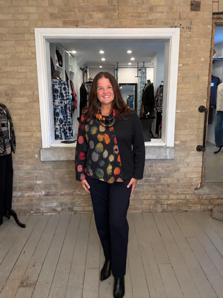 Artful Contrast Cowl Neck Top