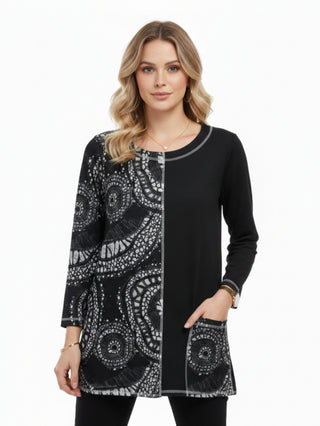 Mosaic Contrast Pocket Top
