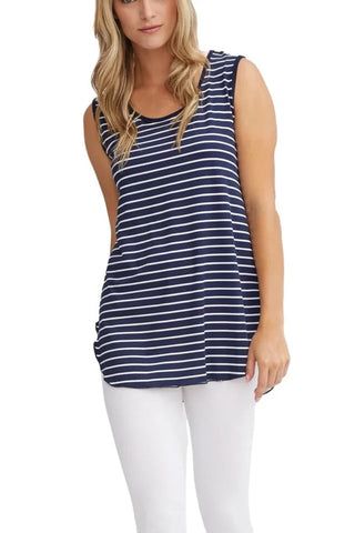 Sleeveless Tunic with curved hemline