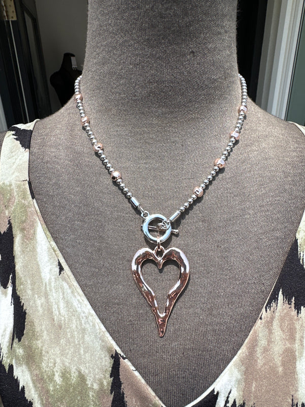 Rose Gold Heart Fashion Dress Necklace