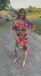 RUCHED PEASANT DRESS