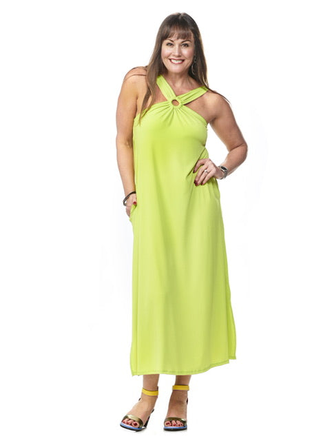 RING NECK POCKETED SHELF BRA DRESS