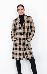 PLAID TWO TONE BUTTON SWEATER COAT