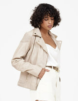 Genuine Lambskin Jacket -Light Beige