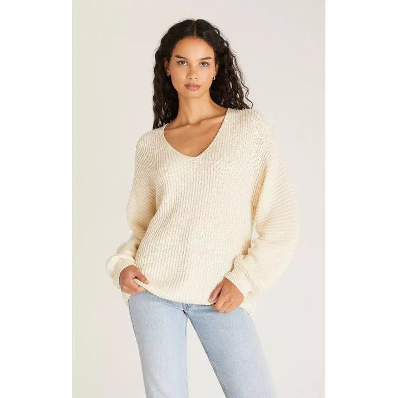 Joni V-Neck Pulllover -Ivory