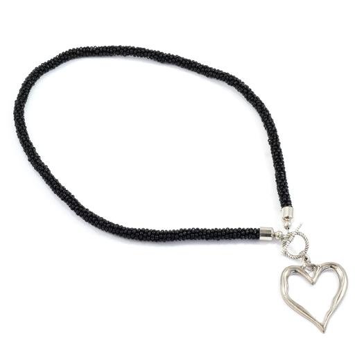 Short Beaded Open Heart Necklace