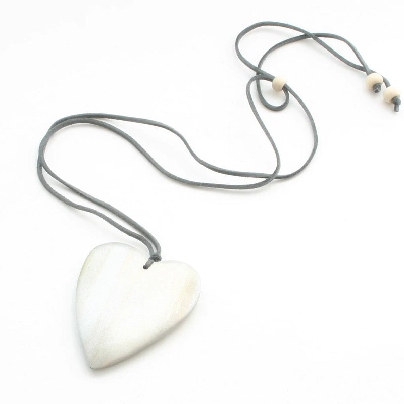 Lightweight Tinted Wood Heart Necklace