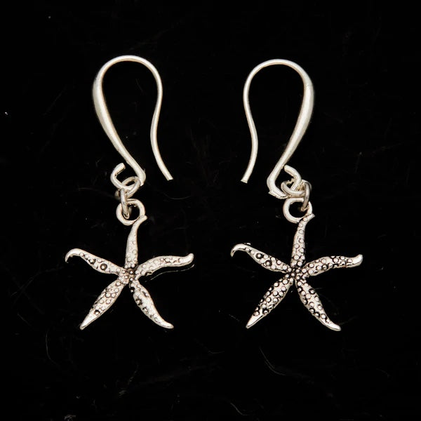 Starfish Charm Earrings in Silver Plate