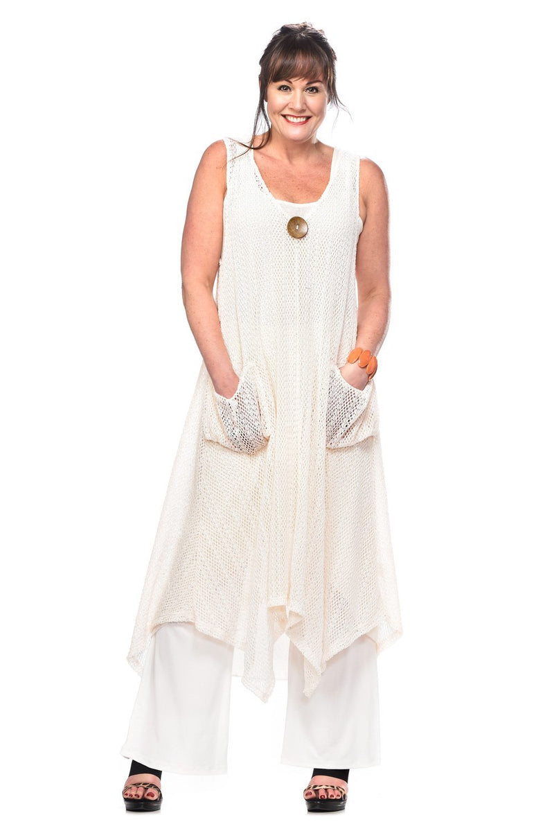 Pocketed Mesh Coverup W/ Button