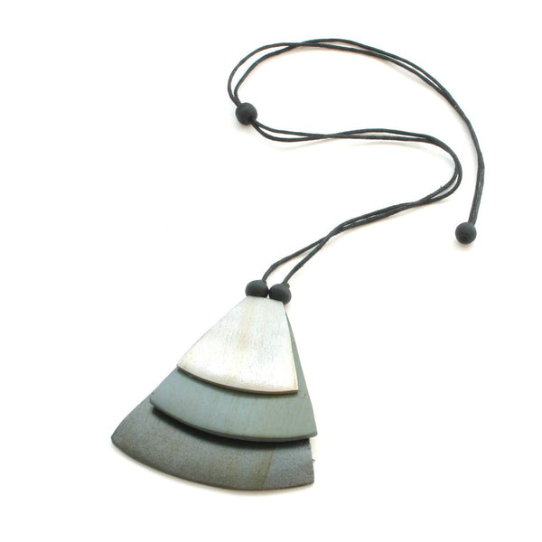Overlapping Fan Pendant Necklace - Metalics