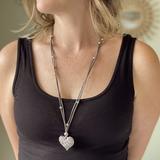 Carved Small Heart Necklace On Suede