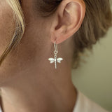 Silver Plate Dragonfly Charm Earrings
