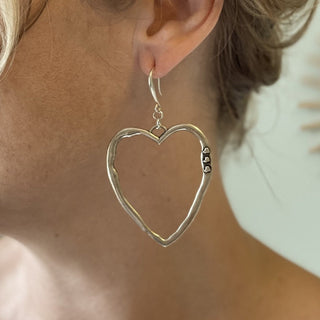 Open Heart Earrings in Silver Plate