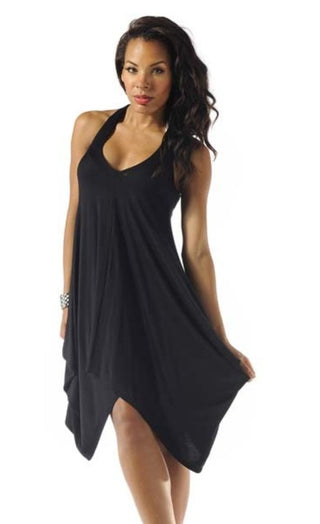 Pocketed V-Neck Dress Rayon-Spandex